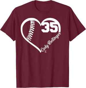Cody Bellinger Heart Number - Apparel T-Shirt - T-Shirt | Maroon