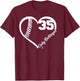 Cody Bellinger Heart Number - Apparel T-Shirt - T-Shirt | Maroon