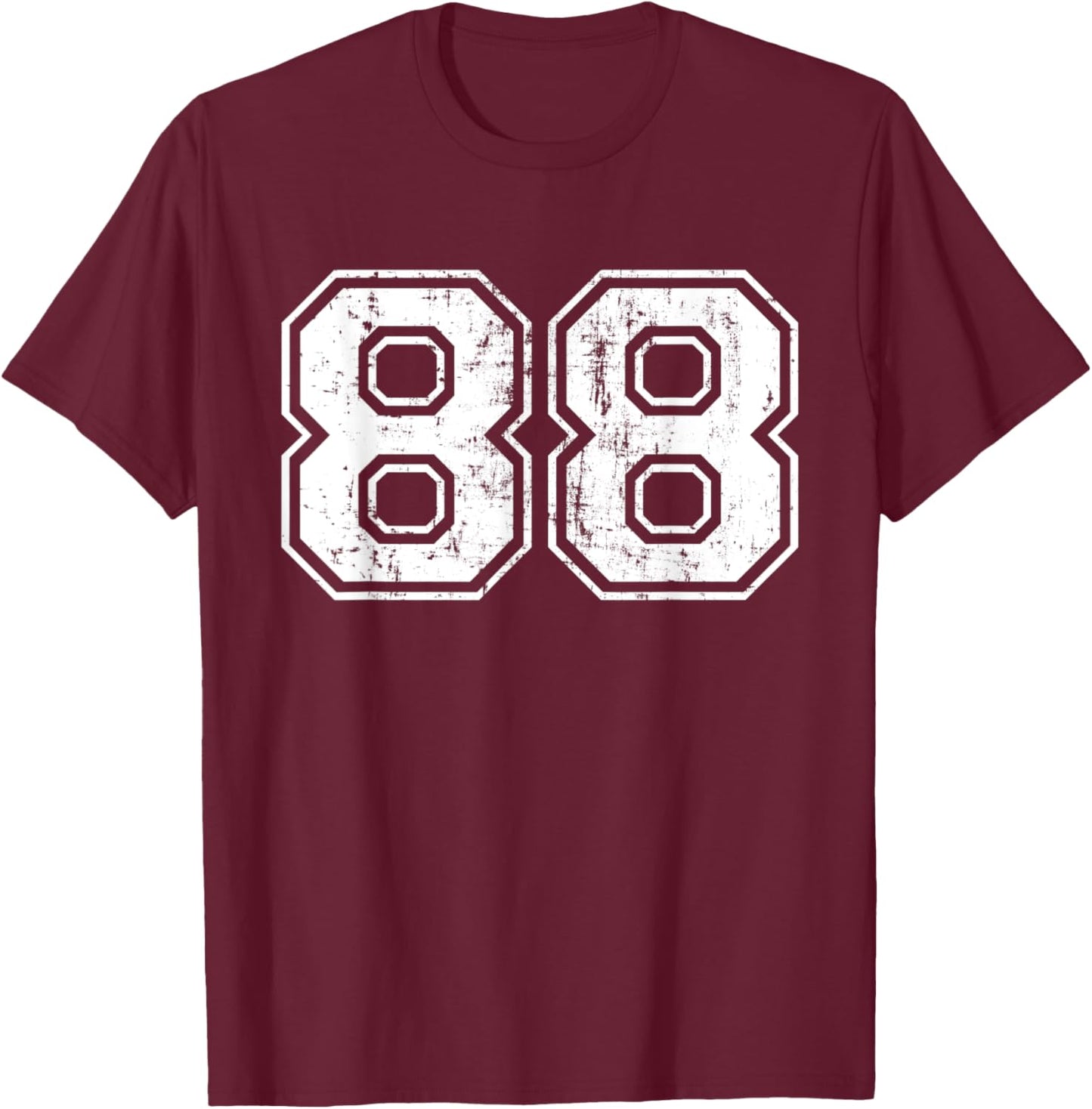 Number 88 EightyEight Distressed Vintage Sport Team Practice T-Shirt - T-Shirt | Maroon