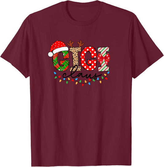 Gigi Claus Merry Christmas For Gigi Xmas Vibes Costume T-Shirt - T-Shirt | Maroon