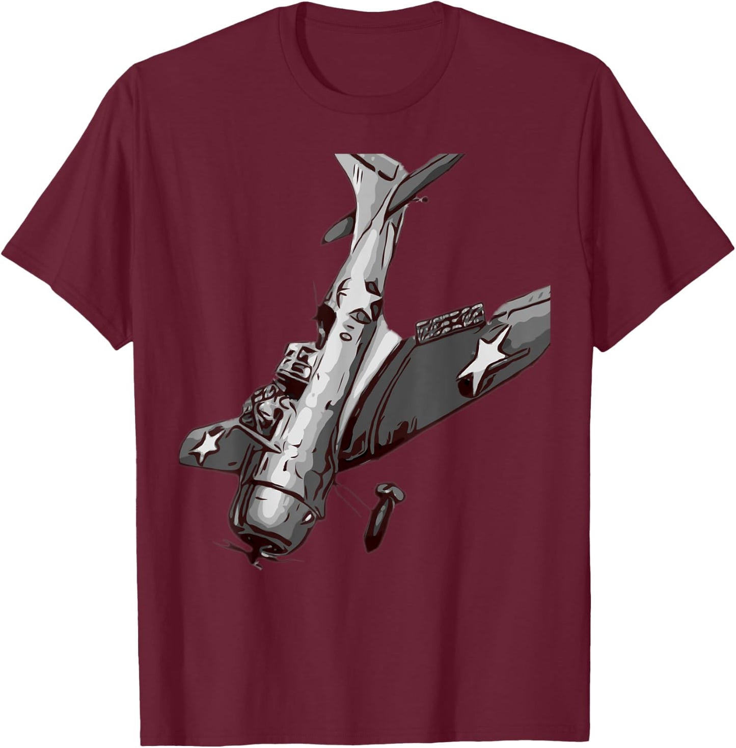 WW2 American Dive Bomber Warbird Plane Aircraft T-Shirt - T-Shirt | Maroon