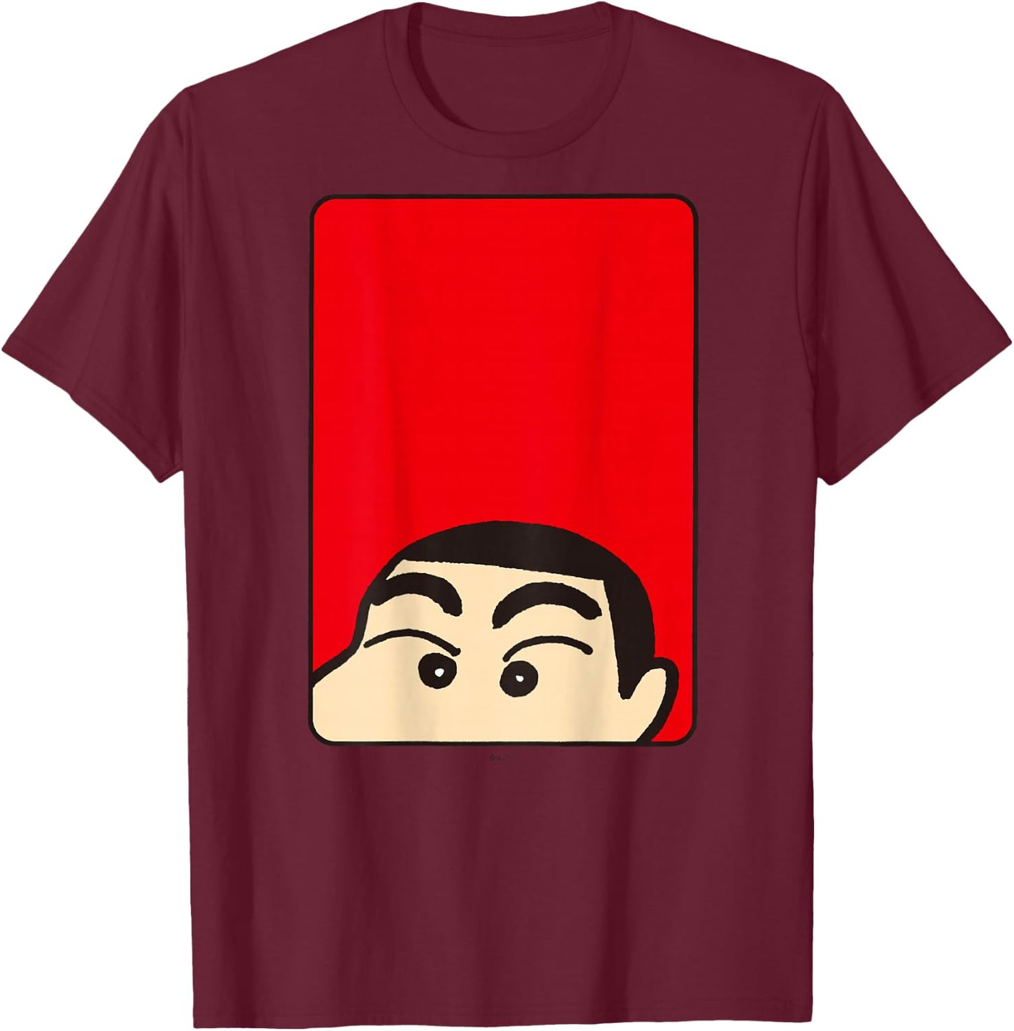 【Manga】 Crayon Shin-chan Shin-chan Face T-Shirt - T-Shirt | Maroon