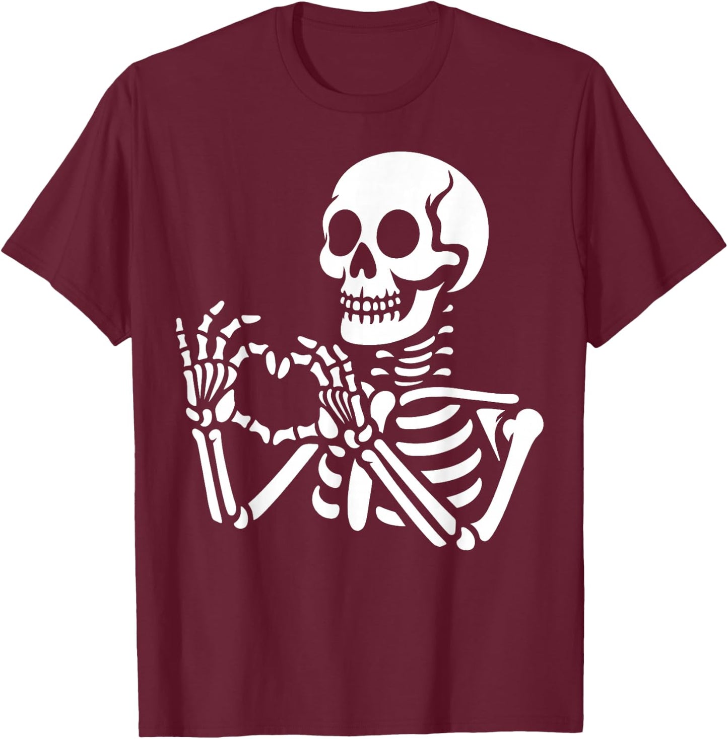 Skeleton Hands Heart Sign Retro Halloween Skeleton Hand Sign T-Shirt - T-Shirt | Maroon