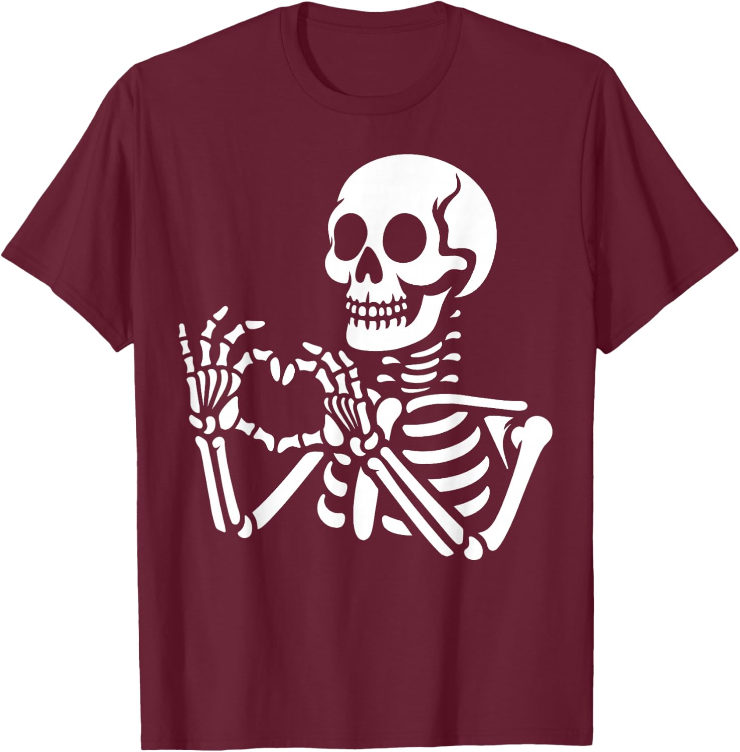 Skeleton Hands Heart Sign Retro Halloween Skeleton Hand Sign T-Shirt - T-Shirt | Maroon