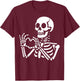 Skeleton Hands Heart Sign Retro Halloween Skeleton Hand Sign T-Shirt - T-Shirt | Maroon