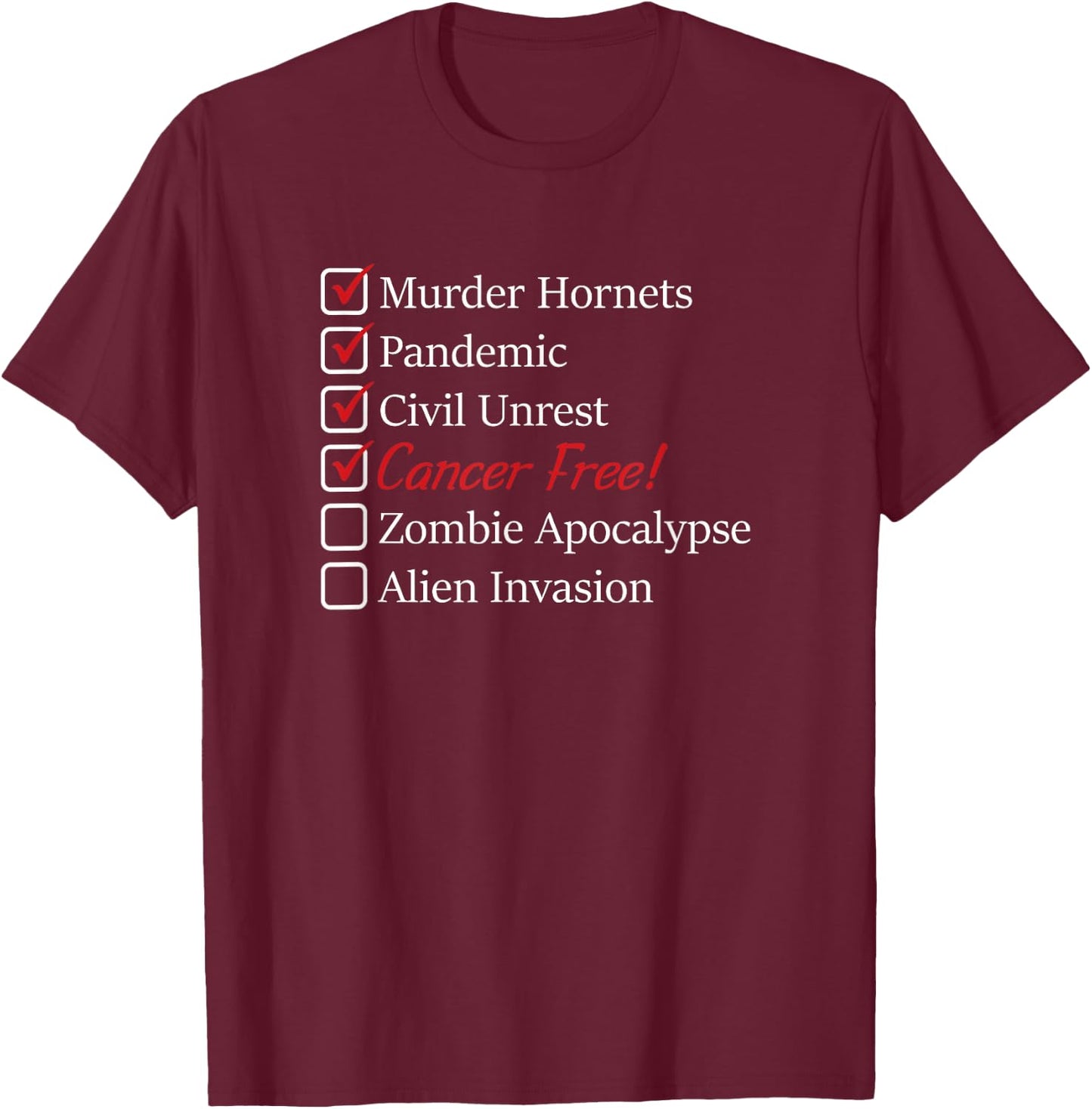 Cancer Free Survivor I Beat Cancer T-Shirt - T-Shirt | Maroon