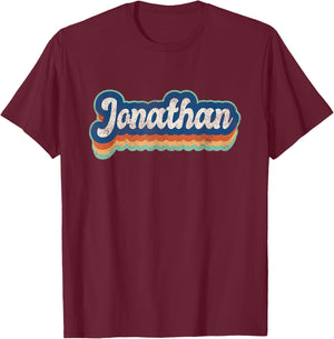 Jonathan First Name Boy Vintage Style 70s 80s Personalized T-Shirt - T-Shirt | Maroon
