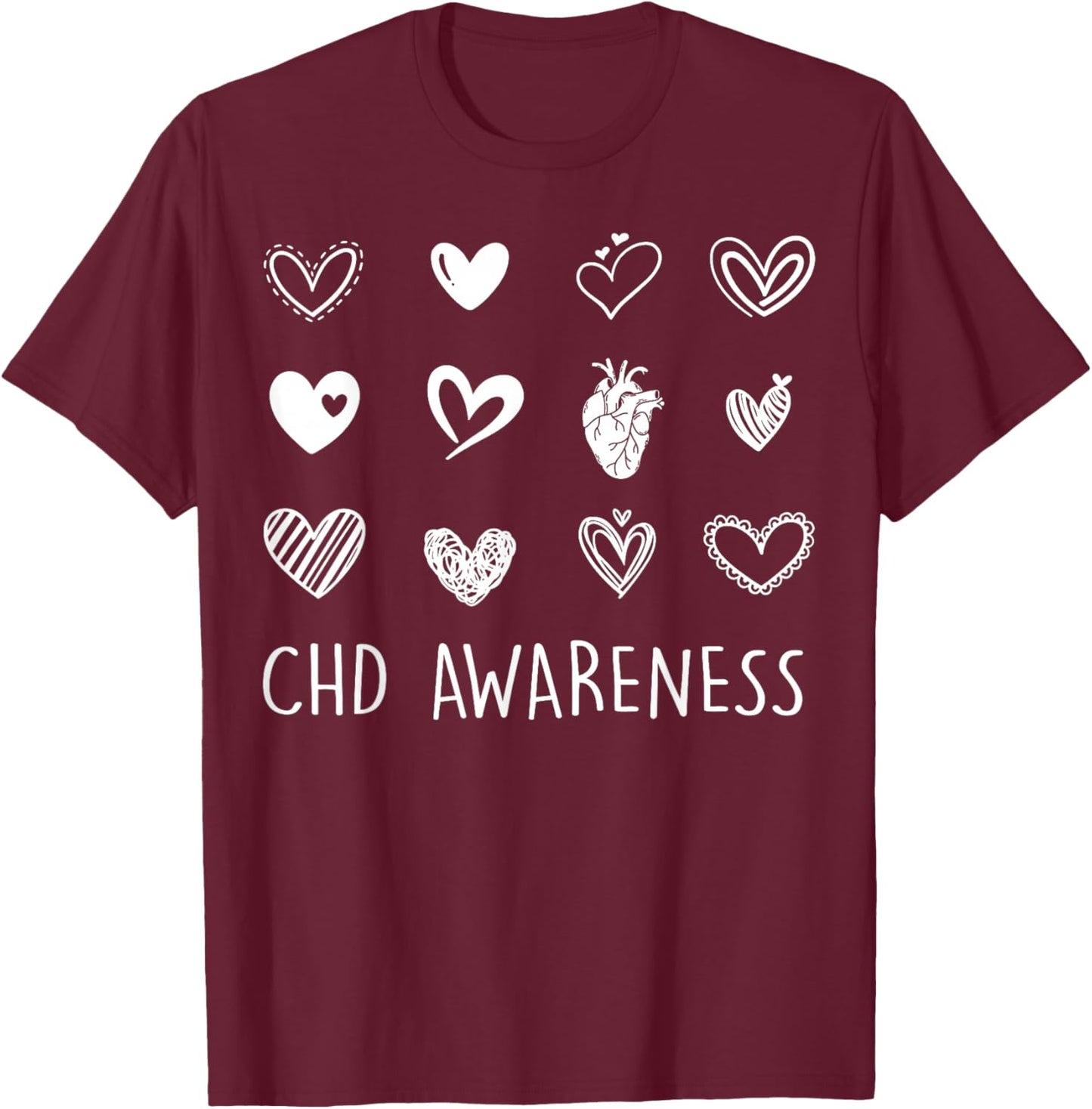 CHD - Congenital Heart Disease Awareness T-Shirt - T-Shirt | Maroon