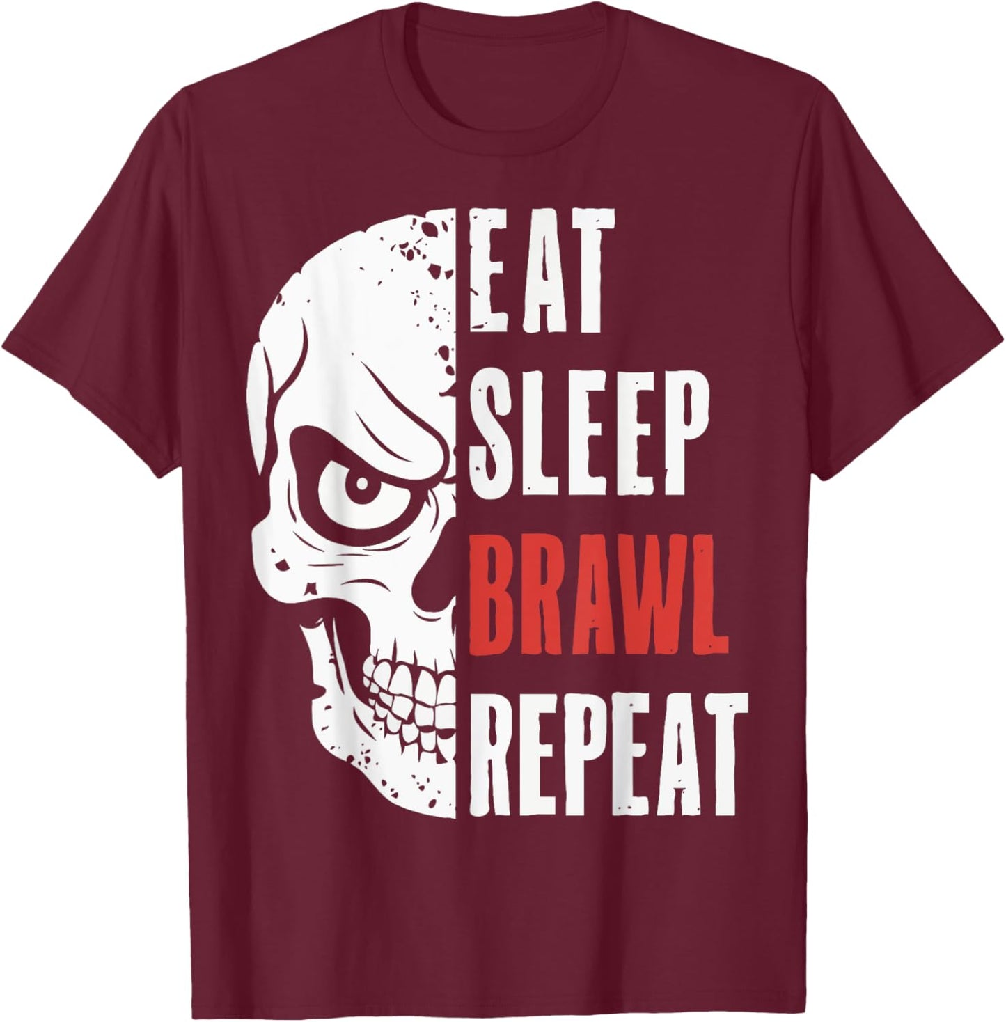 Eat Sleep Brawl Repeat Funny Video Gamer Gaming T-Shirt - T-Shirt | Maroon