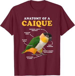 Anatomy Of A Caique Bird Animal Pet Zookeeper T-Shirt - T-Shirt | Maroon