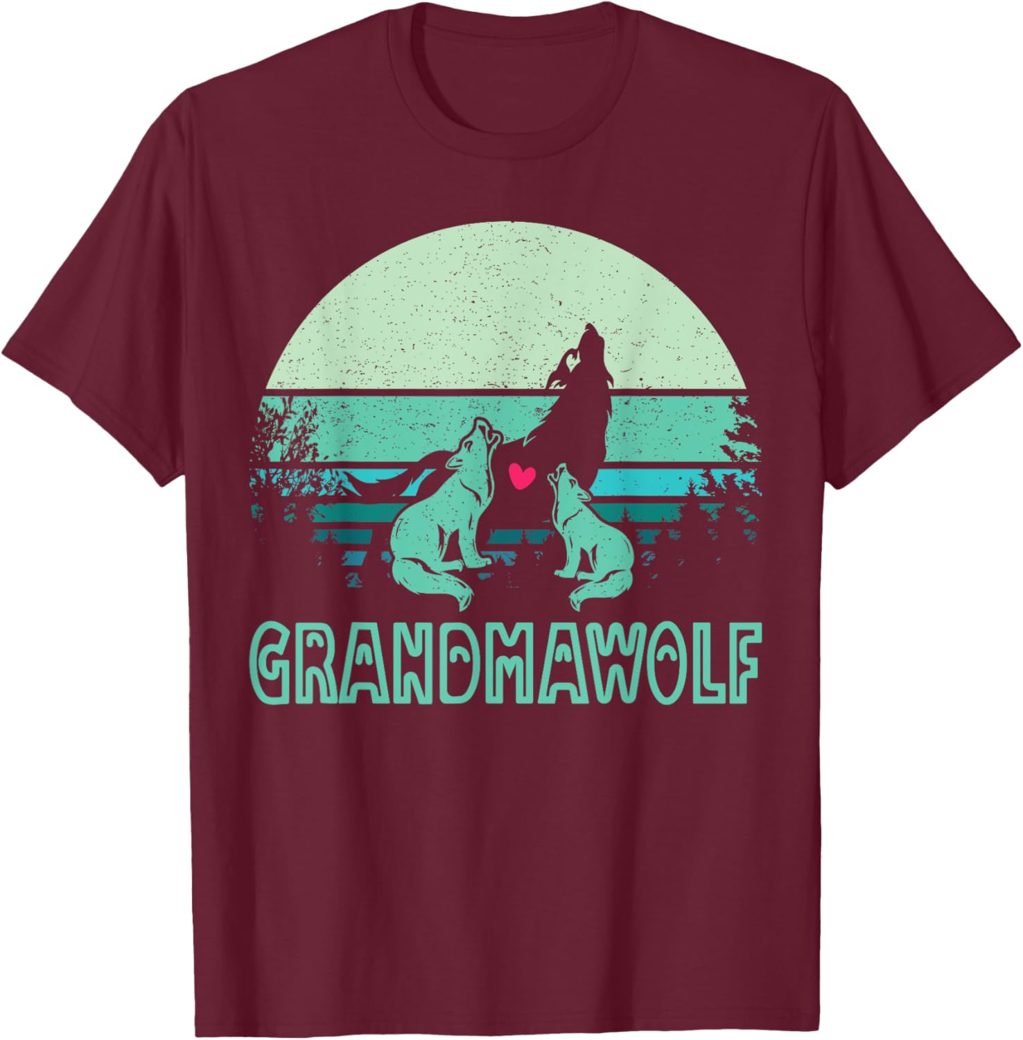 grandmawolf for lovers mom grandma wolf & wolves Mothers Day T-Shirt - T-Shirt | Maroon
