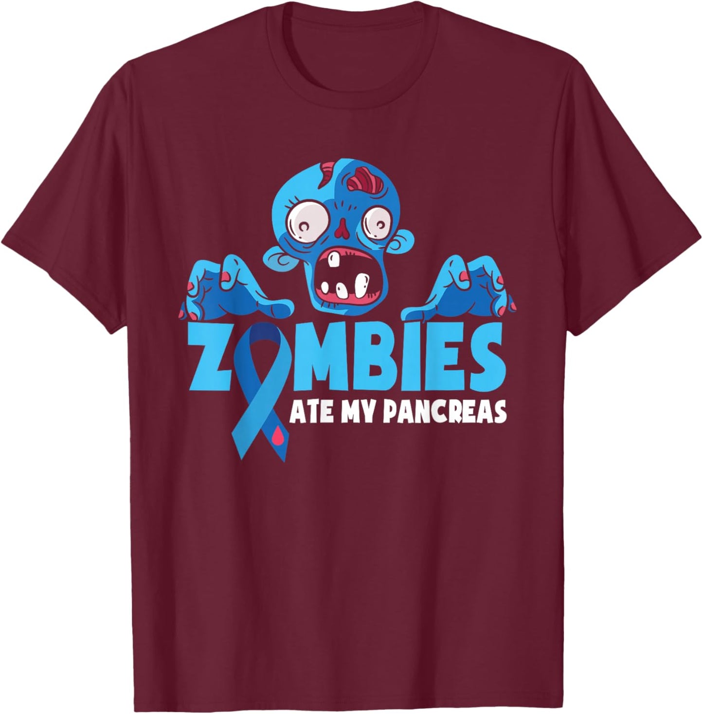 Type 1 Diabetes Kids Zombies Ate My Pancreas T-Shirt - T-Shirt | Maroon