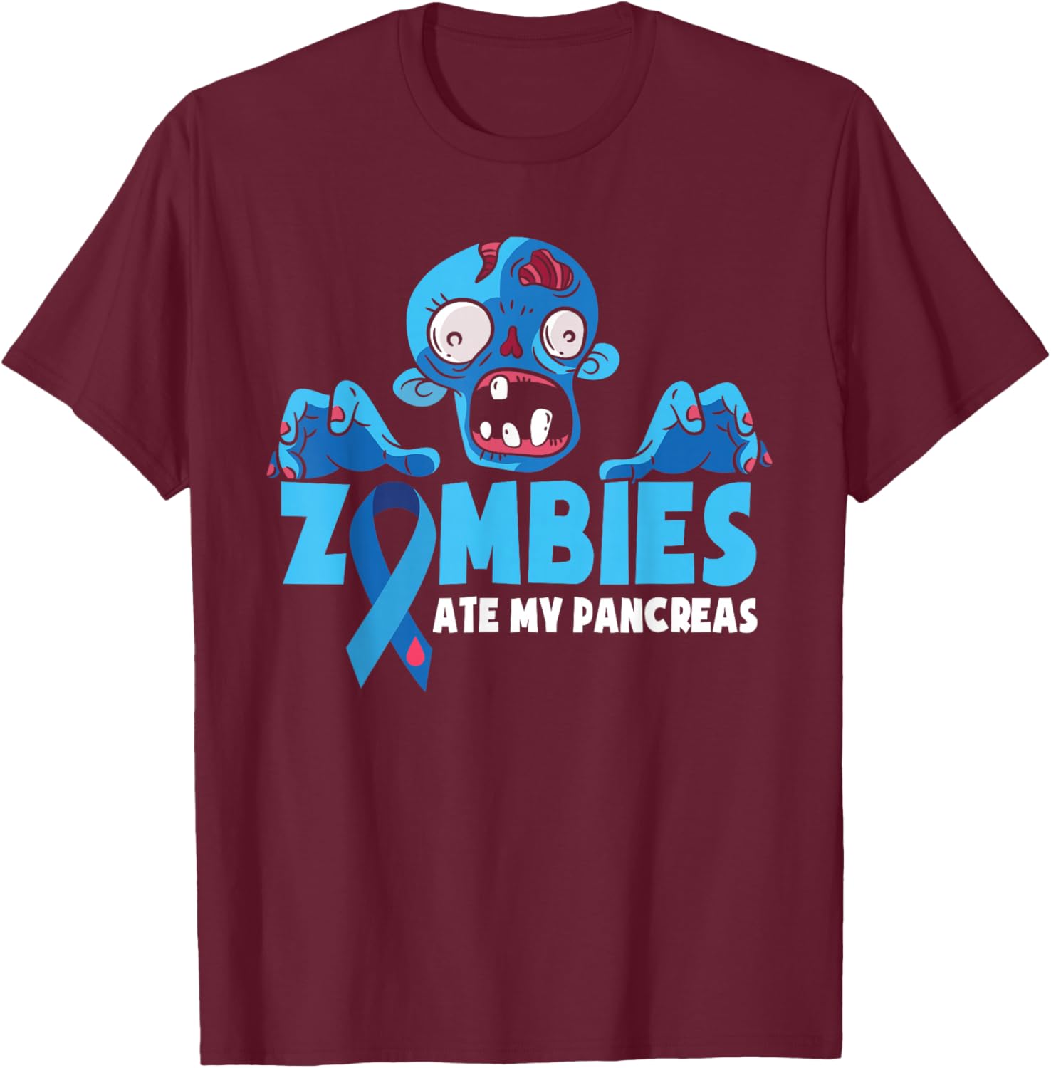 Type 1 Diabetes Kids Zombies Ate My Pancreas T-Shirt - T-Shirt | Maroon