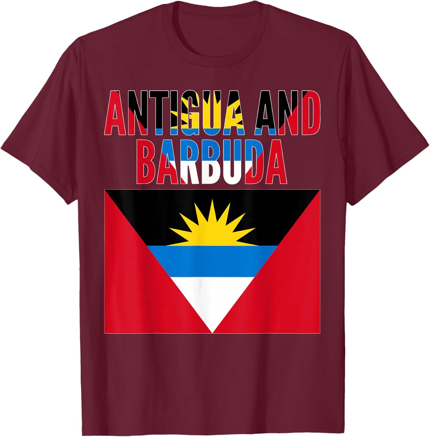 Antiguan - Antigua and Barbuda Country Flag T-Shirt - T-Shirt | Maroon