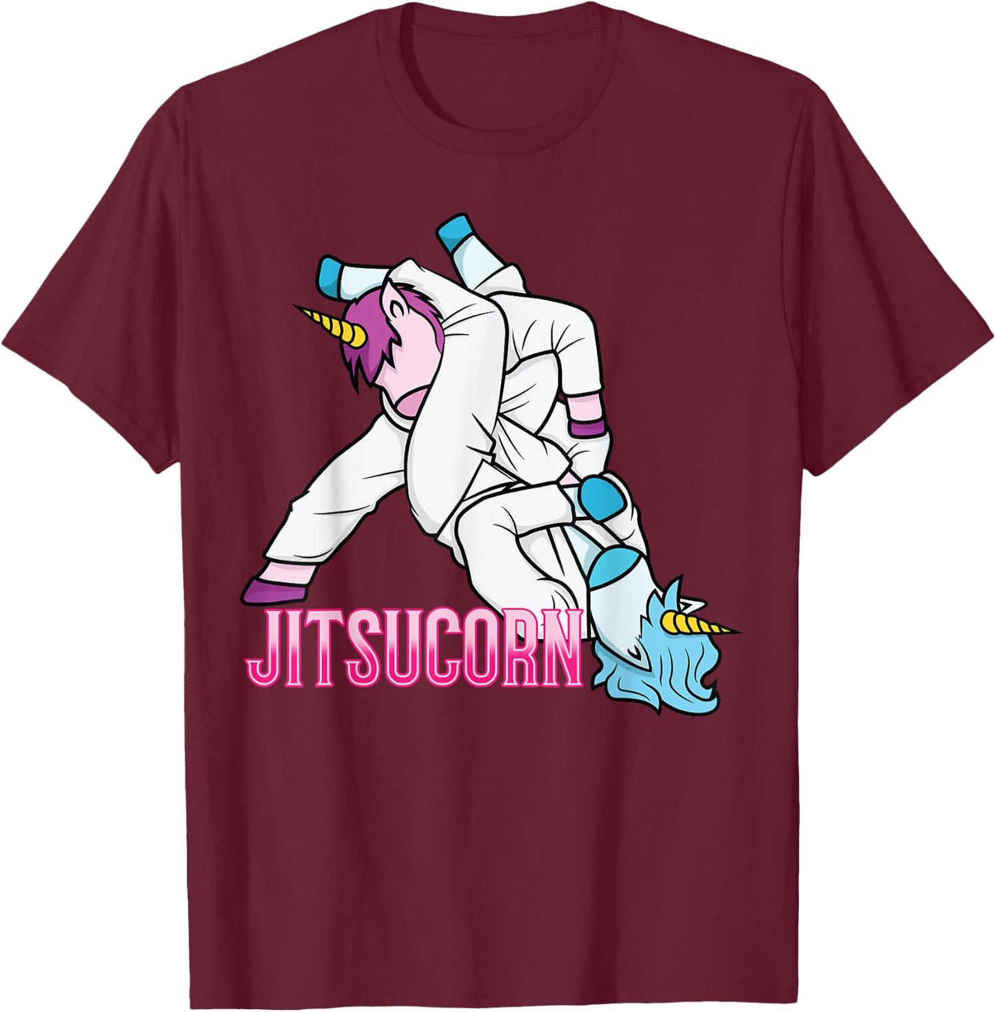 Jitsucorn Unicorn Funny Jiu Jitsu Combat BJJ MMA Girl Gift T-Shirt - T-Shirt | Maroon