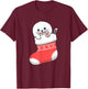 Adorable cute baby harp seal pup in Christmas stocking T-Shirt - T-Shirt | Maroon