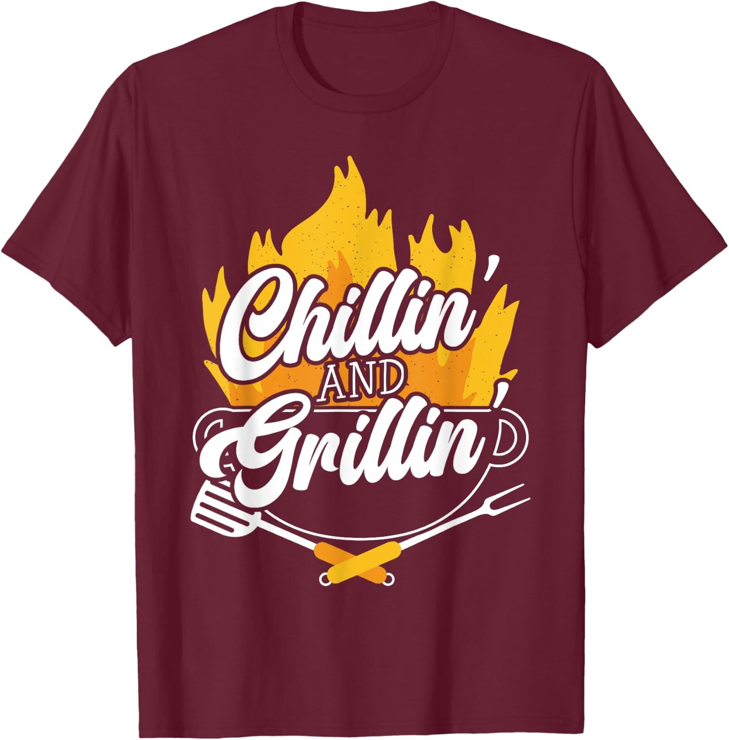 Chillin' And Grillin' BBQ Grillmaster Barbecue T-Shirt - T-Shirt | Maroon