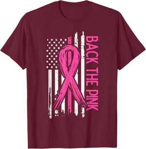 Breast Cancer Aware Back The Pink Pink Ribbon Women Kids Men T-Shirt - T-Shirt | Maroon