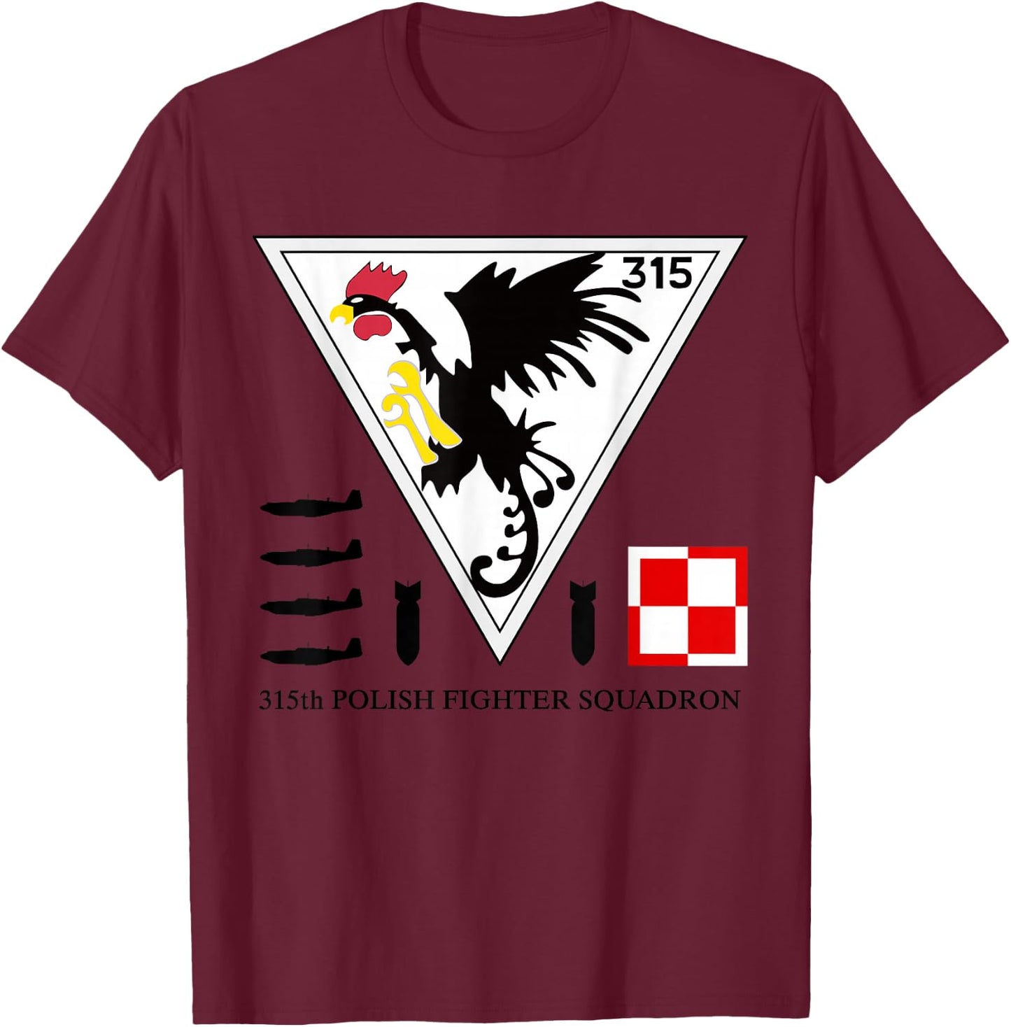 315th Polish Fighter Squadron Poland Air Force T-Shirt - T-Shirt | Maroon