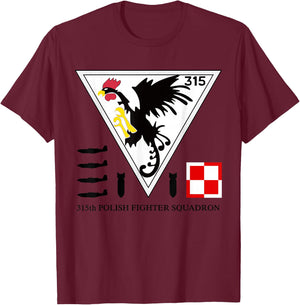 315th Polish Fighter Squadron Poland Air Force T-Shirt - T-Shirt | Maroon