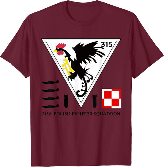 315th Polish Fighter Squadron Poland Air Force T-Shirt - T-Shirt | Maroon