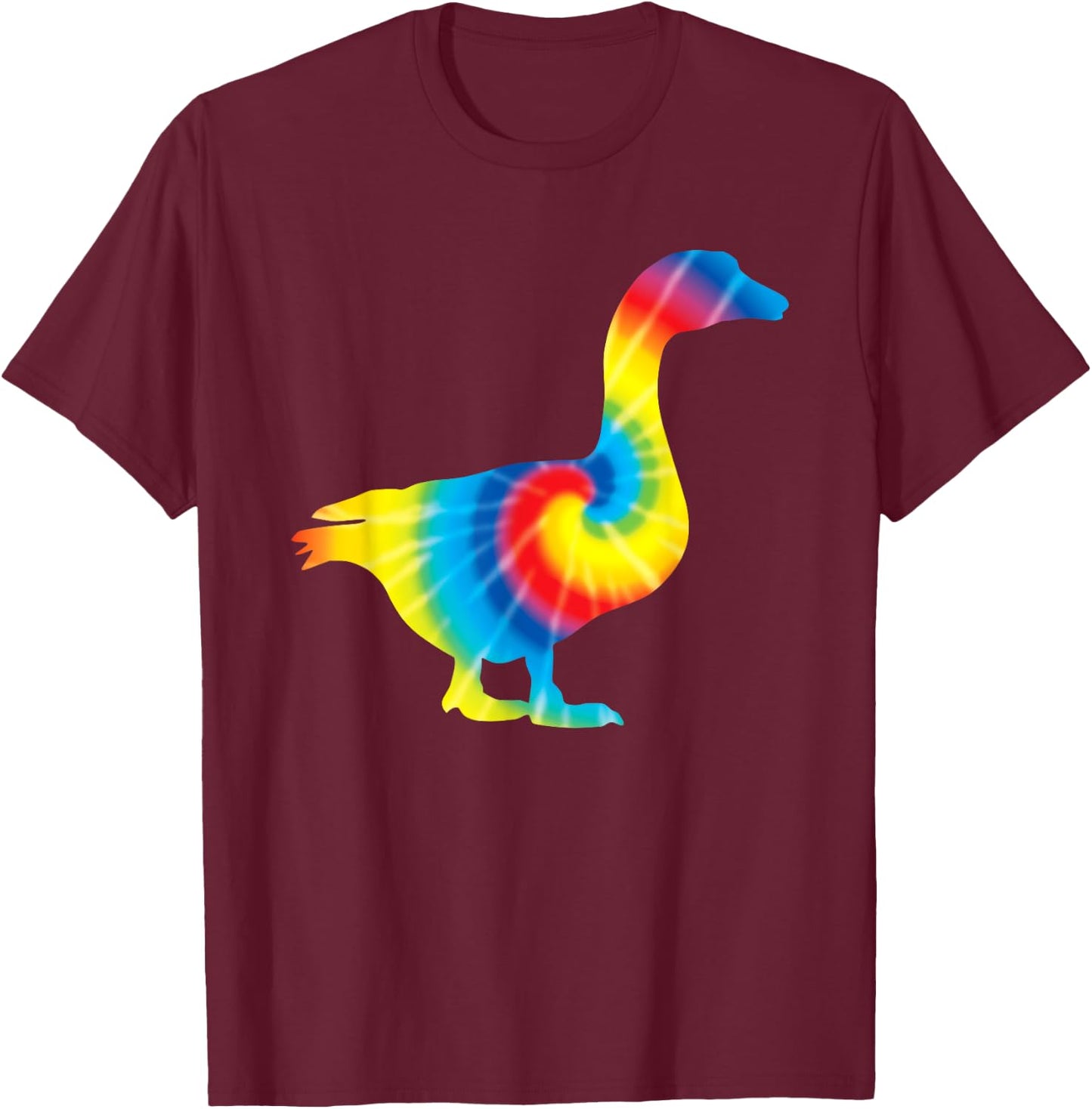 Tie Dye Goose Rainbow Print Waterfowl Hippie Peace Gift T-Shirt - T-Shirt | Maroon