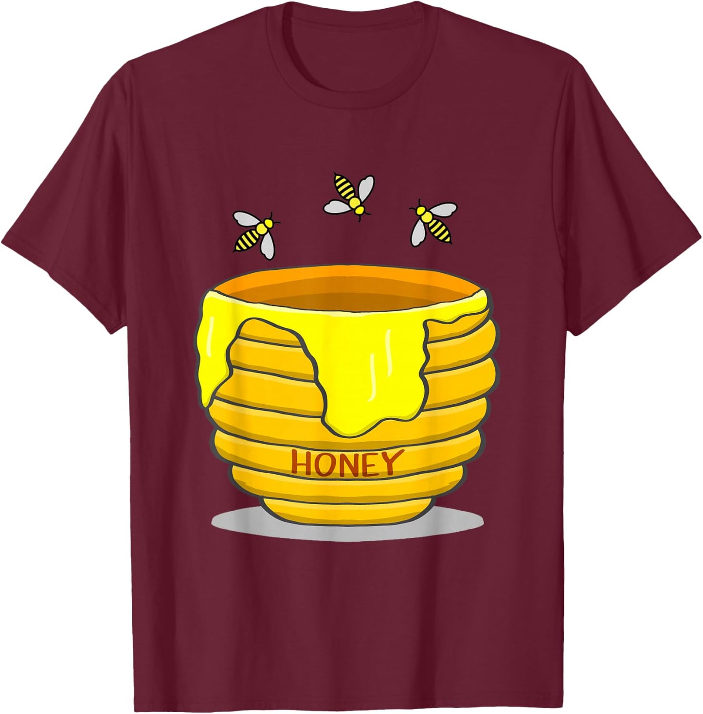 Honey Pot With Honey Bees Sweet Gift T-Shirt - T-Shirt | Maroon