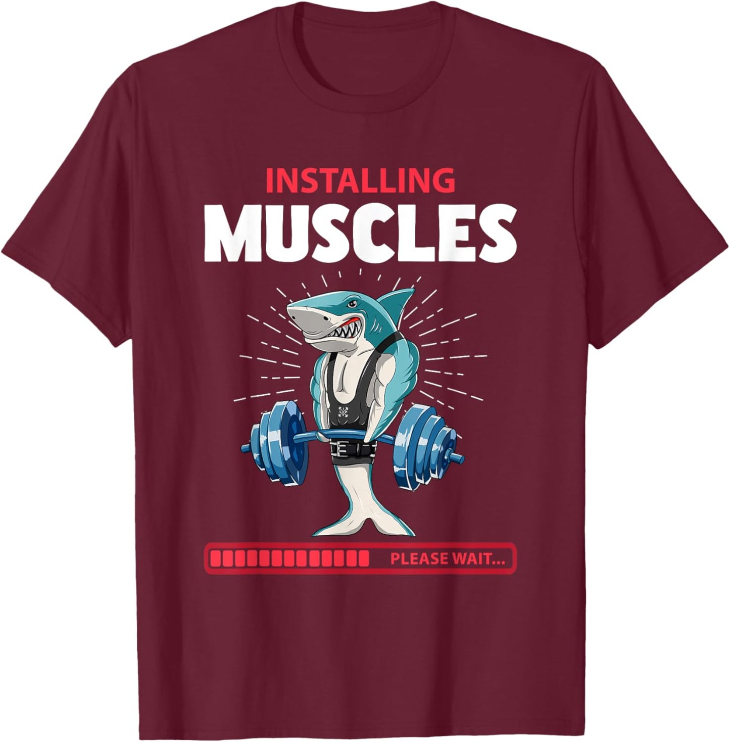 Shark Deadlift Fitness Gym Weightlifting T-Shirt - T-Shirt | Maroon
