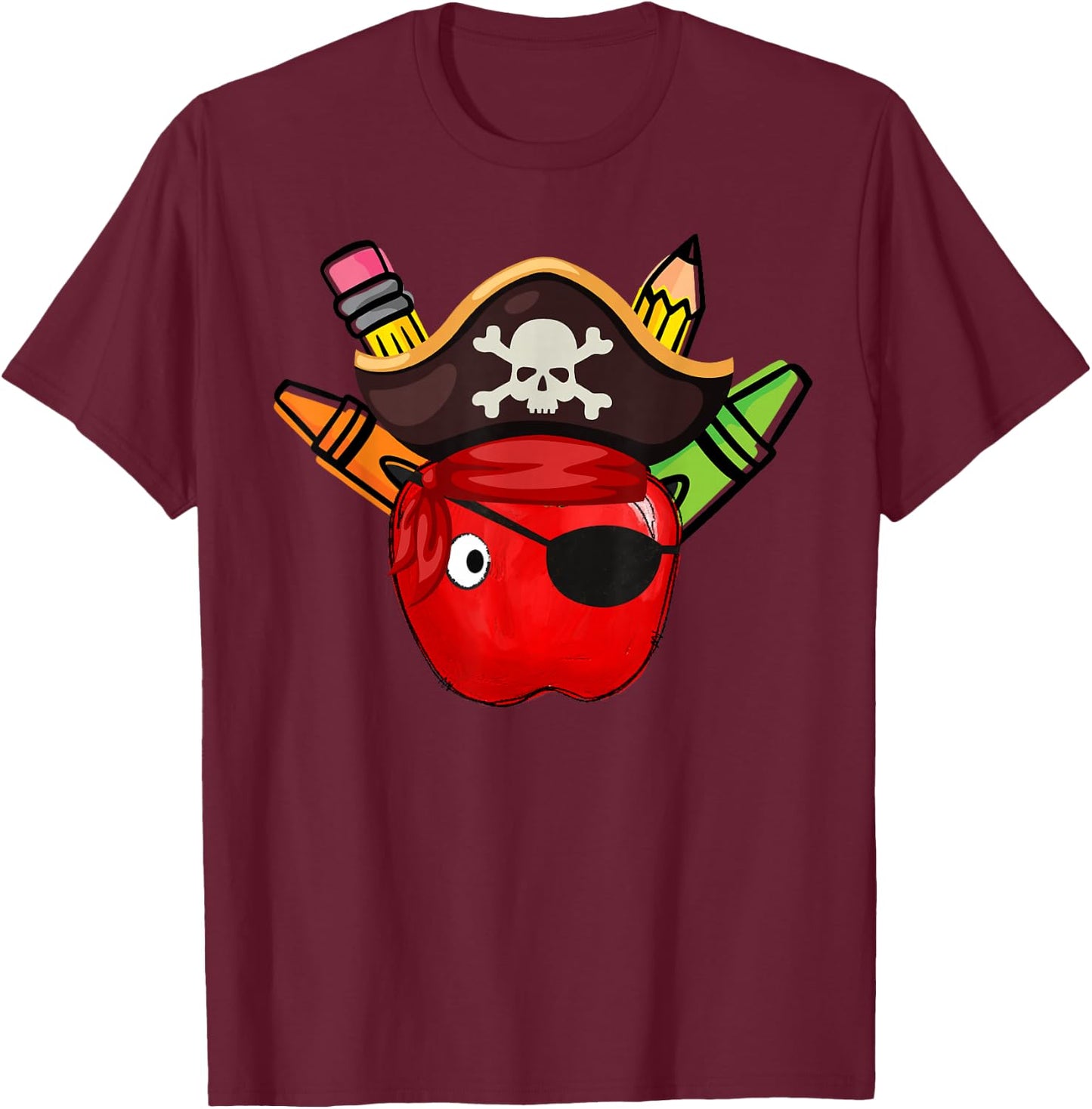 School International Talk Like A Pirate Day Pirate Teacher T-Shirt - T-Shirt | Maroon