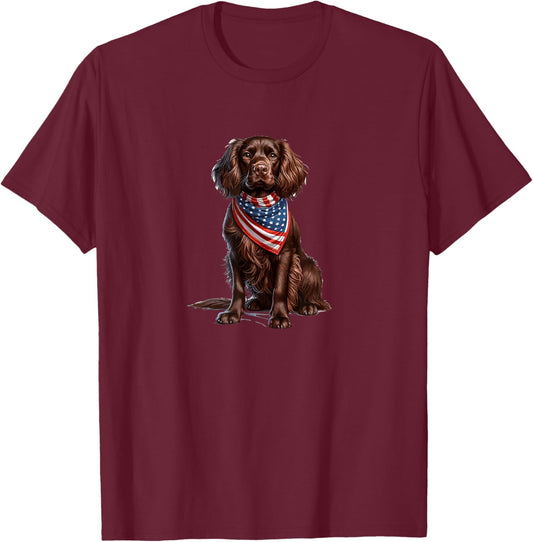 Boykin Spaniel American Bandana Funny Fourth of July America T-Shirt - T-Shirt | Maroon