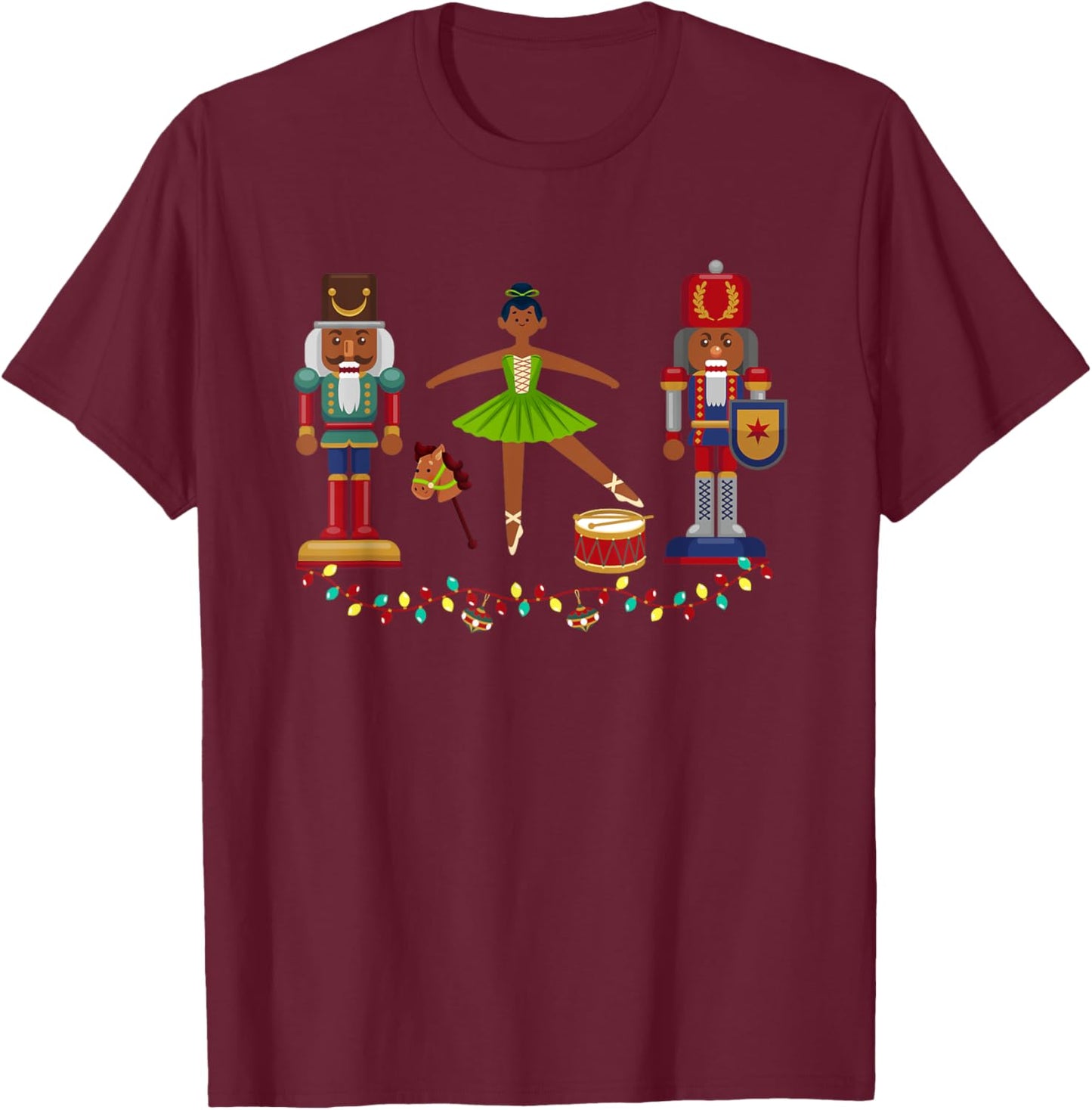 Funny African American Nutcracker Christmas Ballet Dancer T-Shirt - T-Shirt | Maroon