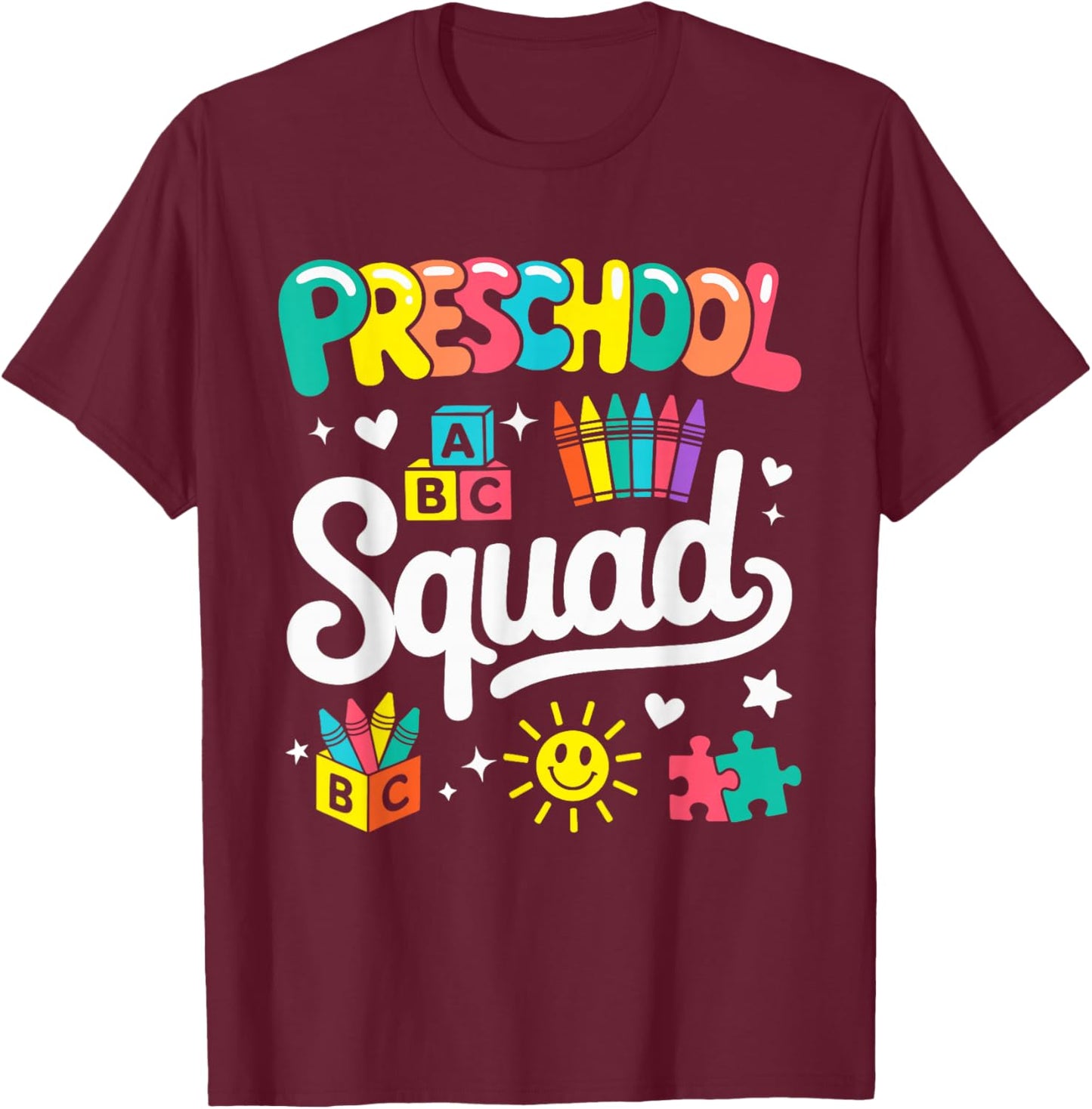 Preschool Squad Back to School Cute Cool Teacher Women Girls T-Shirt - T-Shirt | Maroon