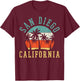 San Diego California Summer Vacation Retro T-Shirt - T-Shirt | Maroon