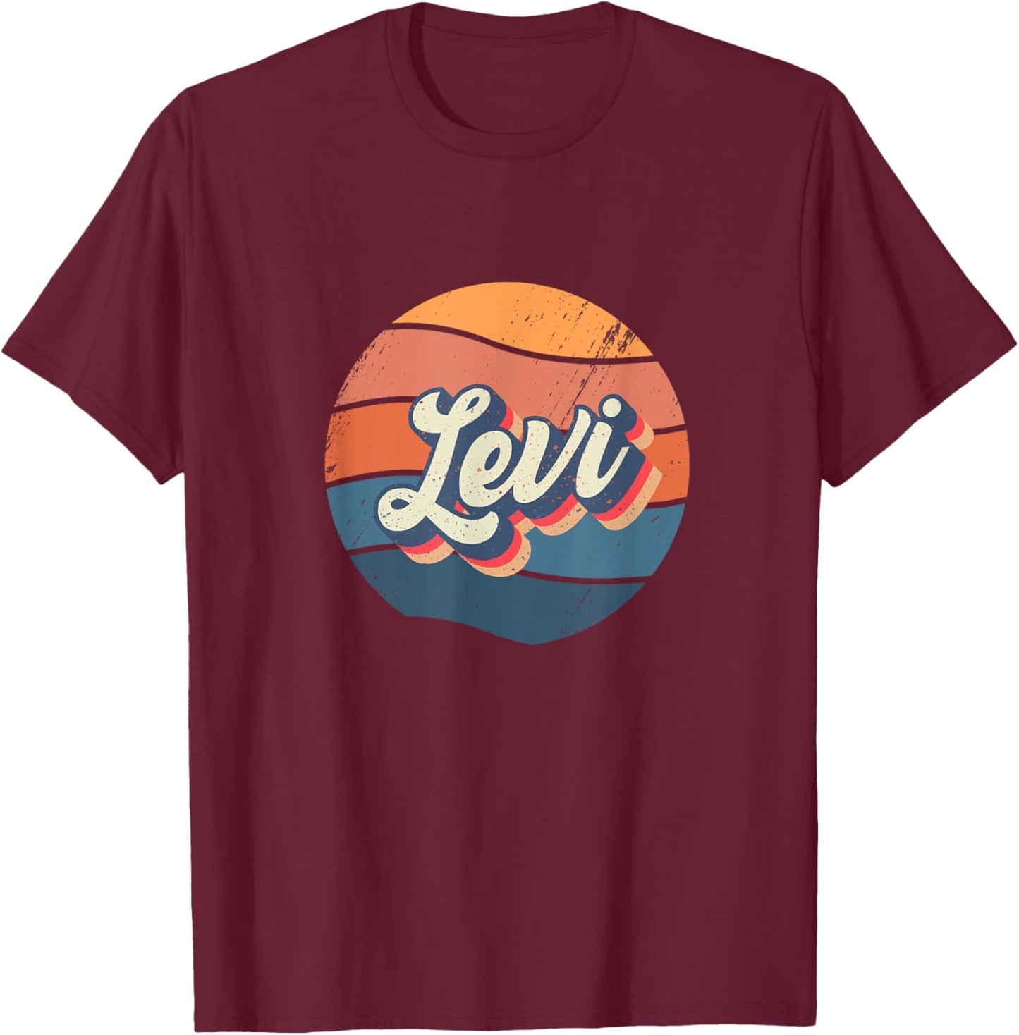 Levi Retro First Name Vintage Forename Personalized T-Shirt - T-Shirt | Maroon