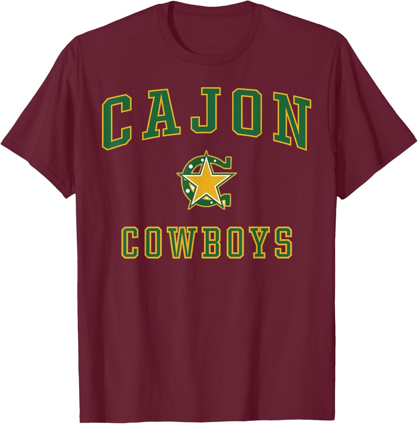 Cajon High School Cowboys C1 T-Shirt - T-Shirt | Maroon