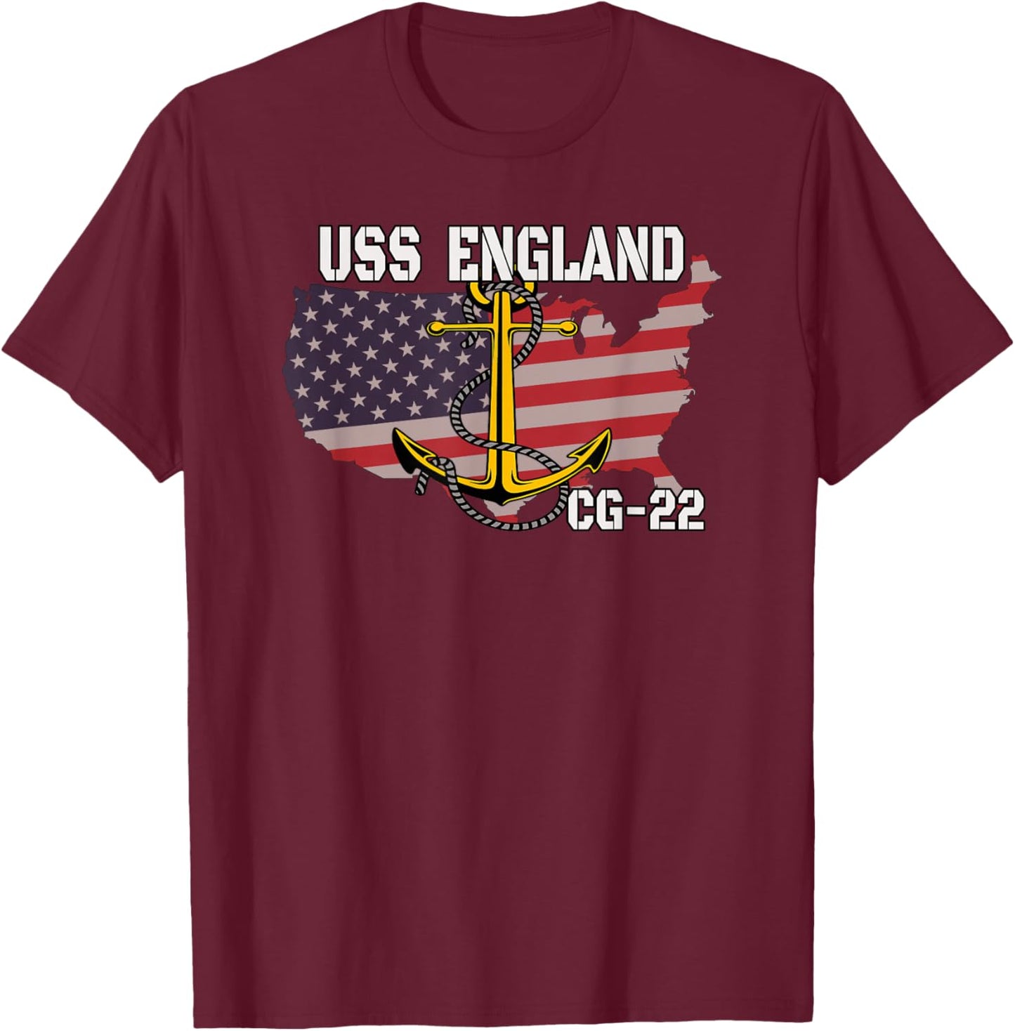 USS England CG-22 Cruiser Veteran Day Son Father Grandpa Dad T-Shirt - T-Shirt | Maroon