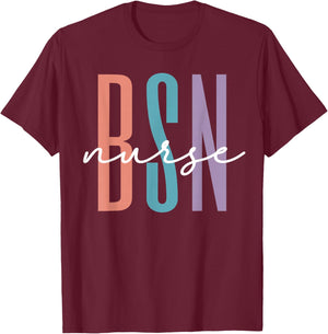 Cute BSN Graduate Registered Nurse Graduation BSN RN Rainbow T-Shirt - T-Shirt | Maroon