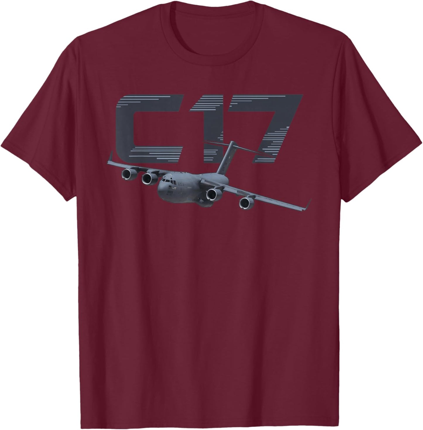 C-17 Globemaster US Military Aircraft T-Shirt - T-Shirt | Maroon