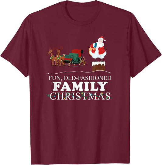 Retro Santa Fun Old Fashioned Family Christmas T-Shirt - T-Shirt | Maroon