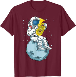 Astronaut Tuba Player Music Lover Kids Big Band Tuba T-Shirt - T-Shirt | Maroon