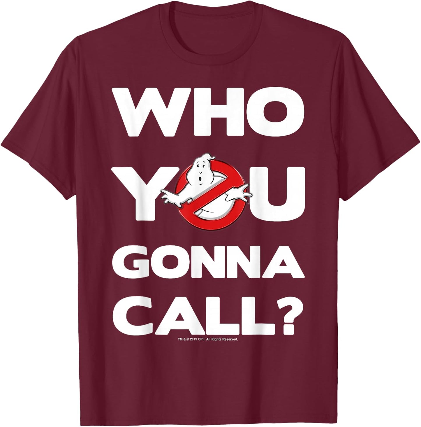 Ghostbusters Who You Gonna Call Bold Text Movie Logo T-Shirt - T-Shirt | Maroon