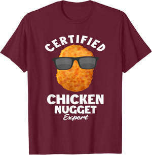 Funny Chicken Nuggets Gift Sayings Gifts - Certified Chicken Nugget Expert - Kids Chicken Nugget - Black - Small - Short Sleeve - Classic Fit - Cotton, Polyester T-Shirt - T-Shirt | Maroon
