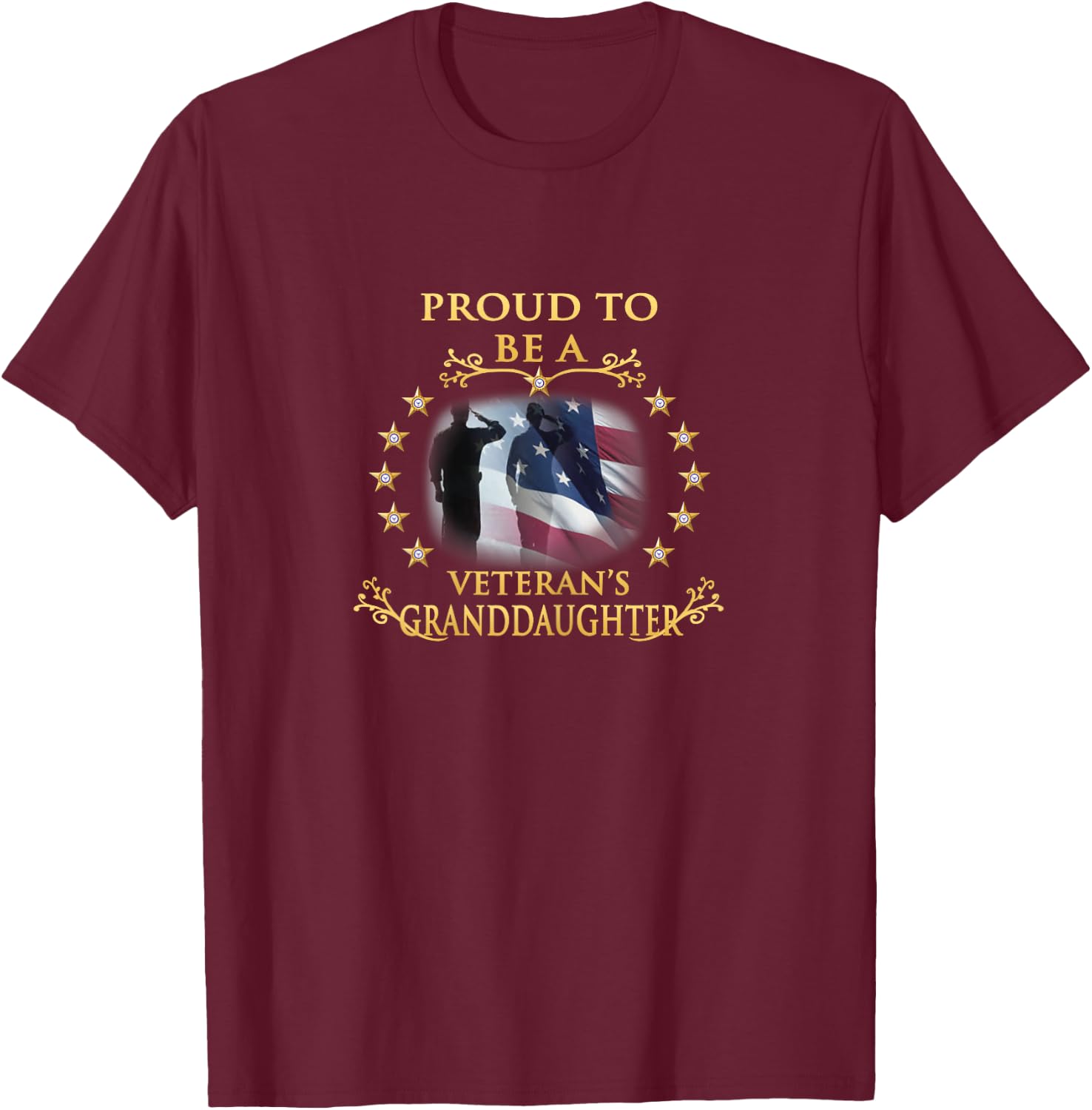 Thank You Veterans Proud Veteran Granddaughter T-Shirt - T-Shirt | Maroon