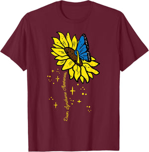 Down Syndrome Awareness Sunflower Butterfly Women Girls Kids T-Shirt - T-Shirt | Maroon