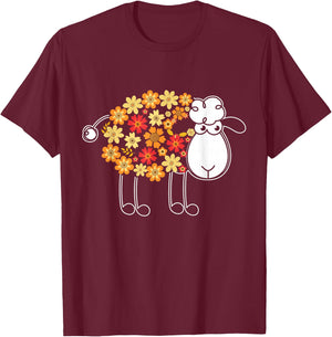 Funny Flower Sheep Design for Farming Lovers T-Shirt - T-Shirt | Maroon