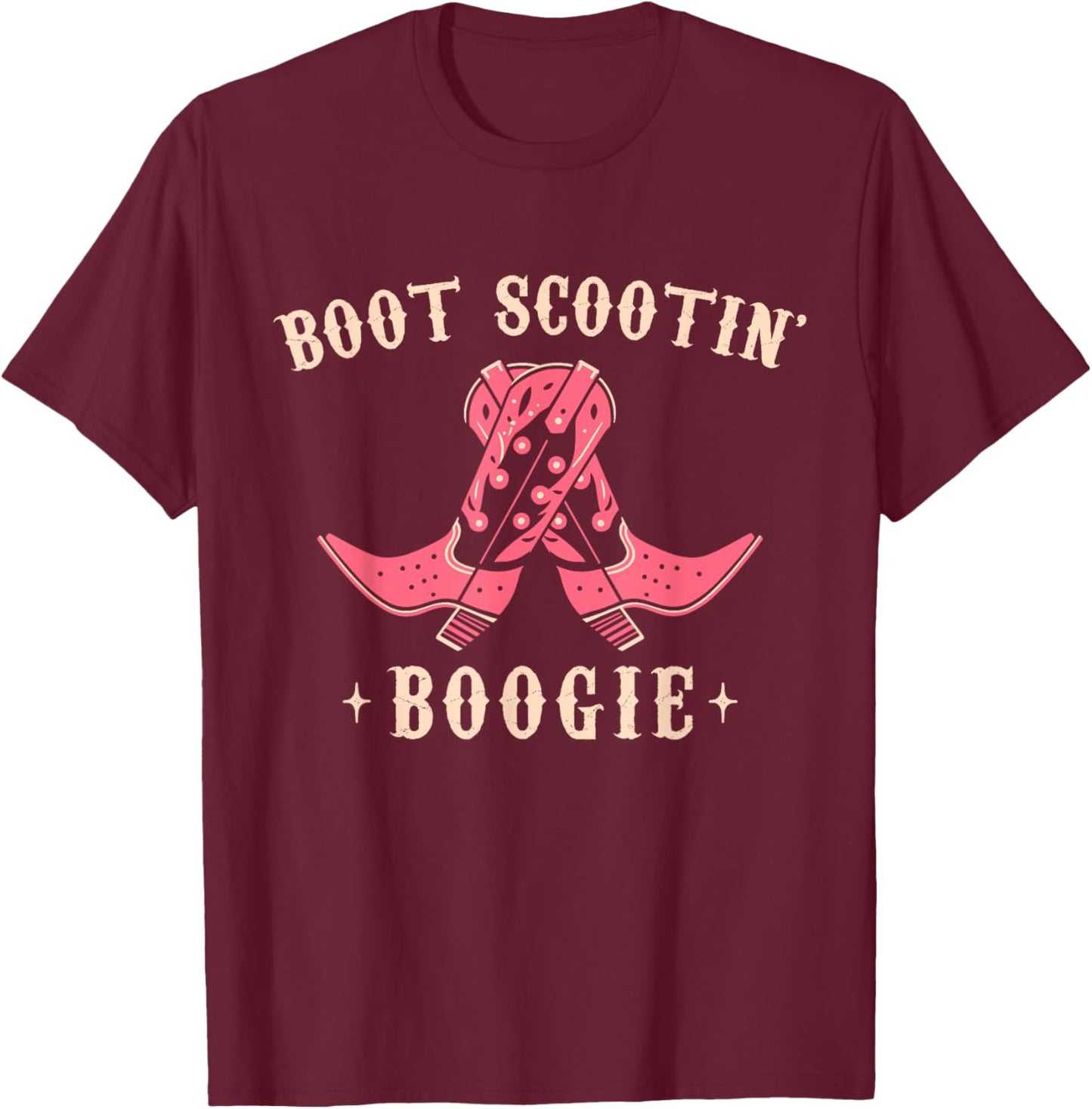 Boot Scootin’ Boogie Retro Vintage Western Cowboys T-Shirt - T-Shirt | Maroon