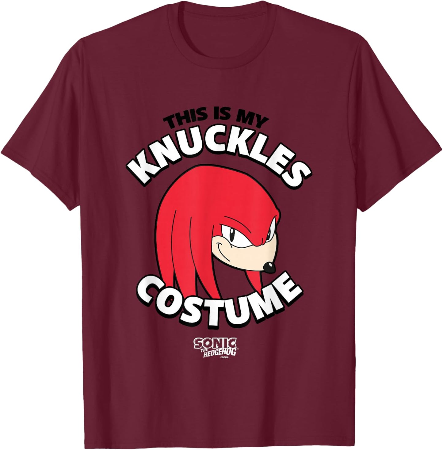 Sonic The Hedgehog Halloween Retro Knuckles Costume T-Shirt - T-Shirt | Maroon