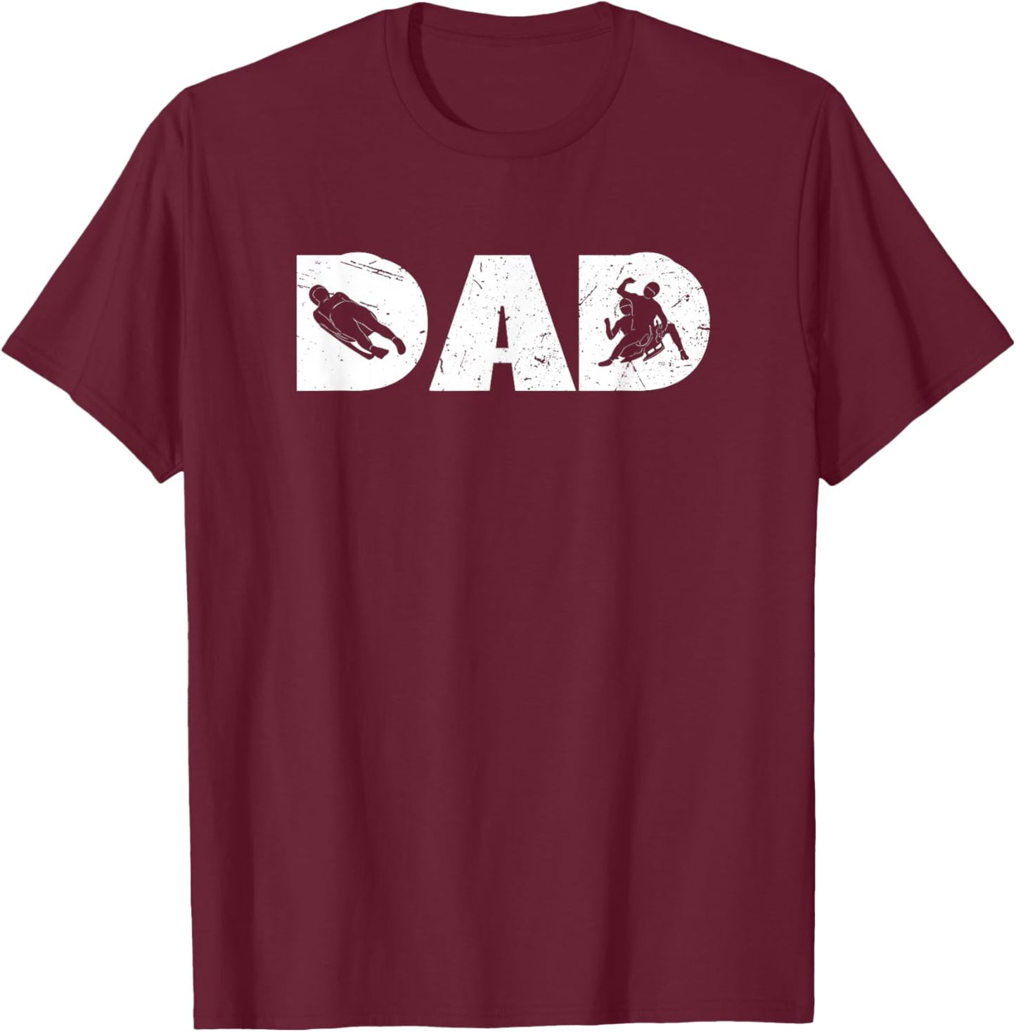 Vintage Luge Dad Luge Racing Winter Sport Family Fathers Day T-Shirt - T-Shirt | Maroon