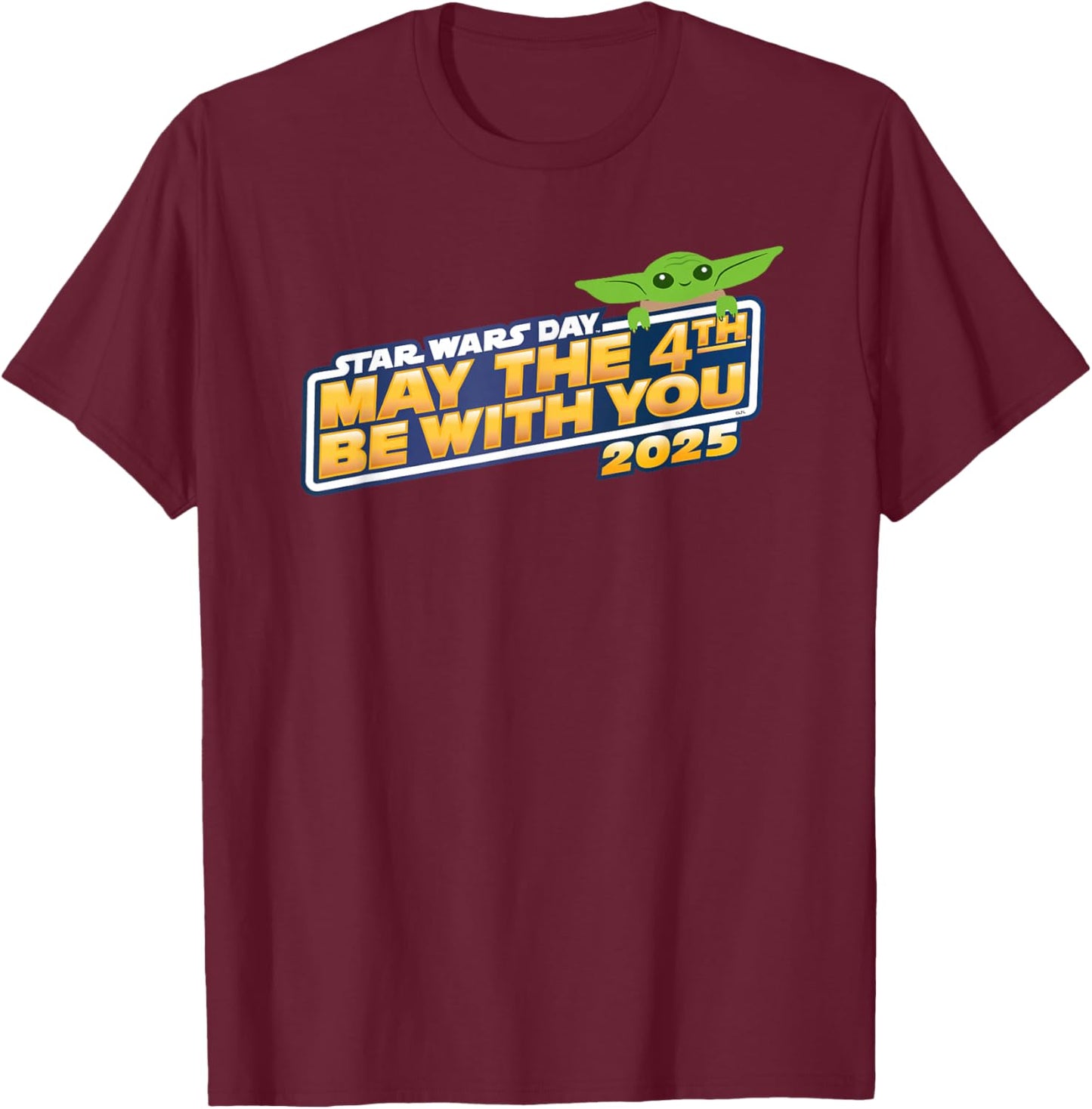 Star Wars Day: May the 4th Be With You 2025 Grogu Logo T-Shirt - T-Shirt | Maroon