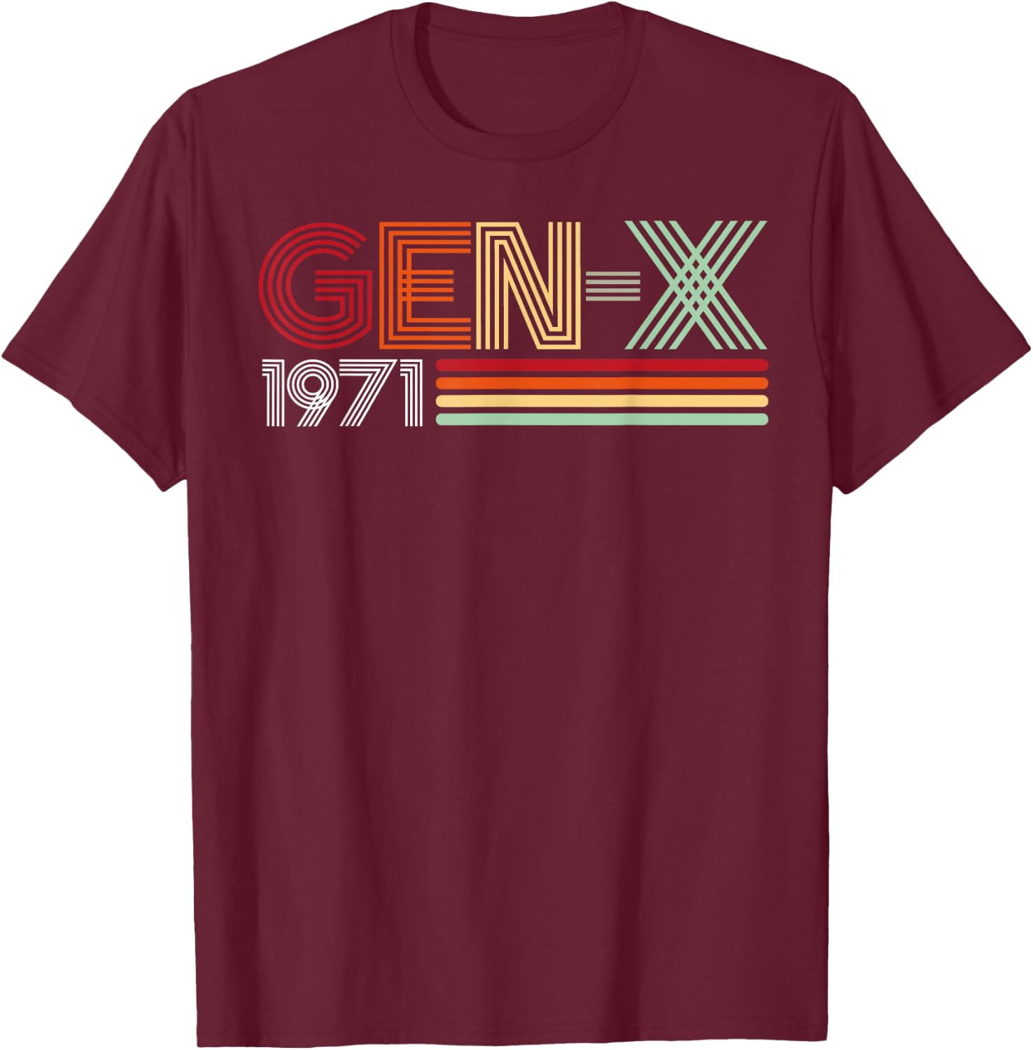 Gen X 1971 Retro Generation Xer Vintage Text Style T-Shirt - T-Shirt | Maroon